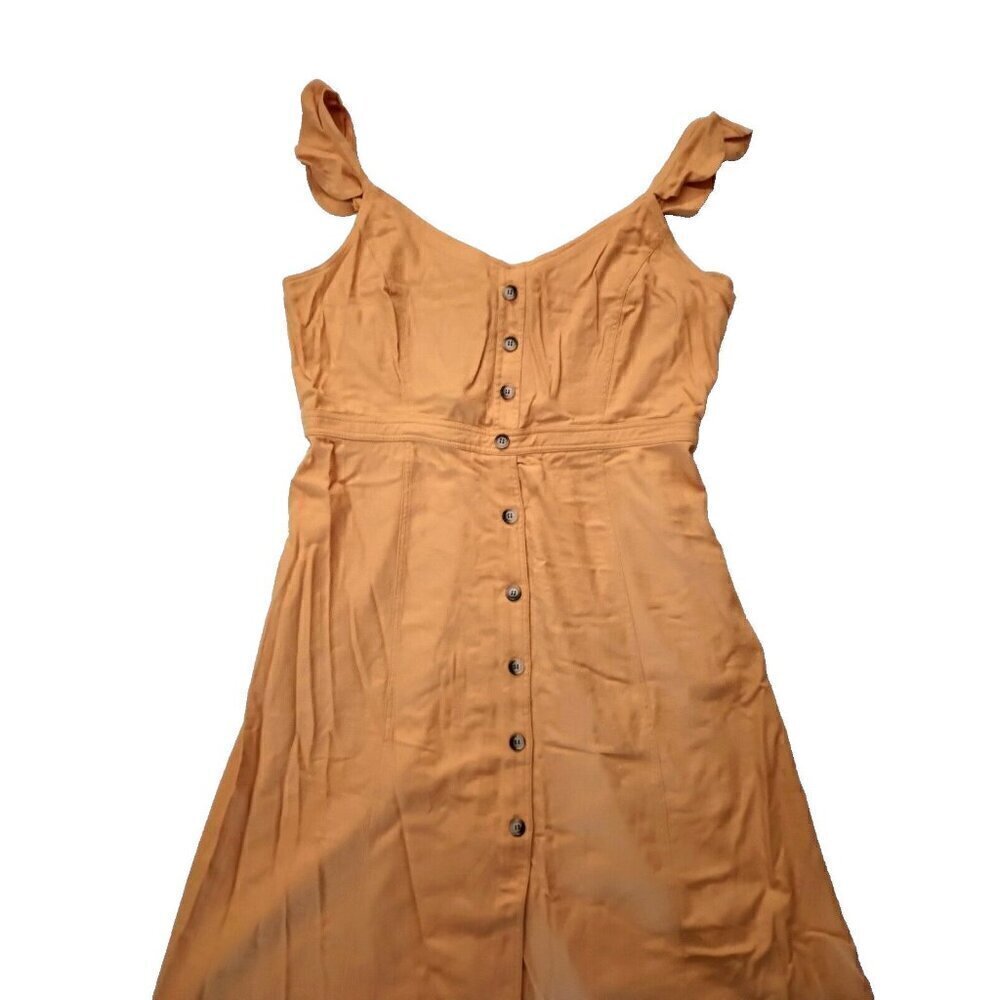 City Chic Mustard Yellow Linen Blend Midi Dress Size 16